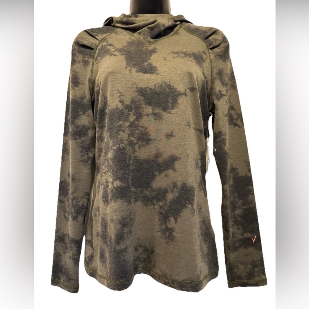NWT INDYEVA Women's XS Fusta Long Sleeve Hooded T-Shirt Pullover Tie-Dye Green